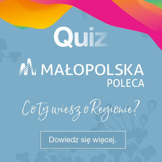 baner kampanii. Na niebeskim tle napis Quiz. Co ty wiesz o Regionie