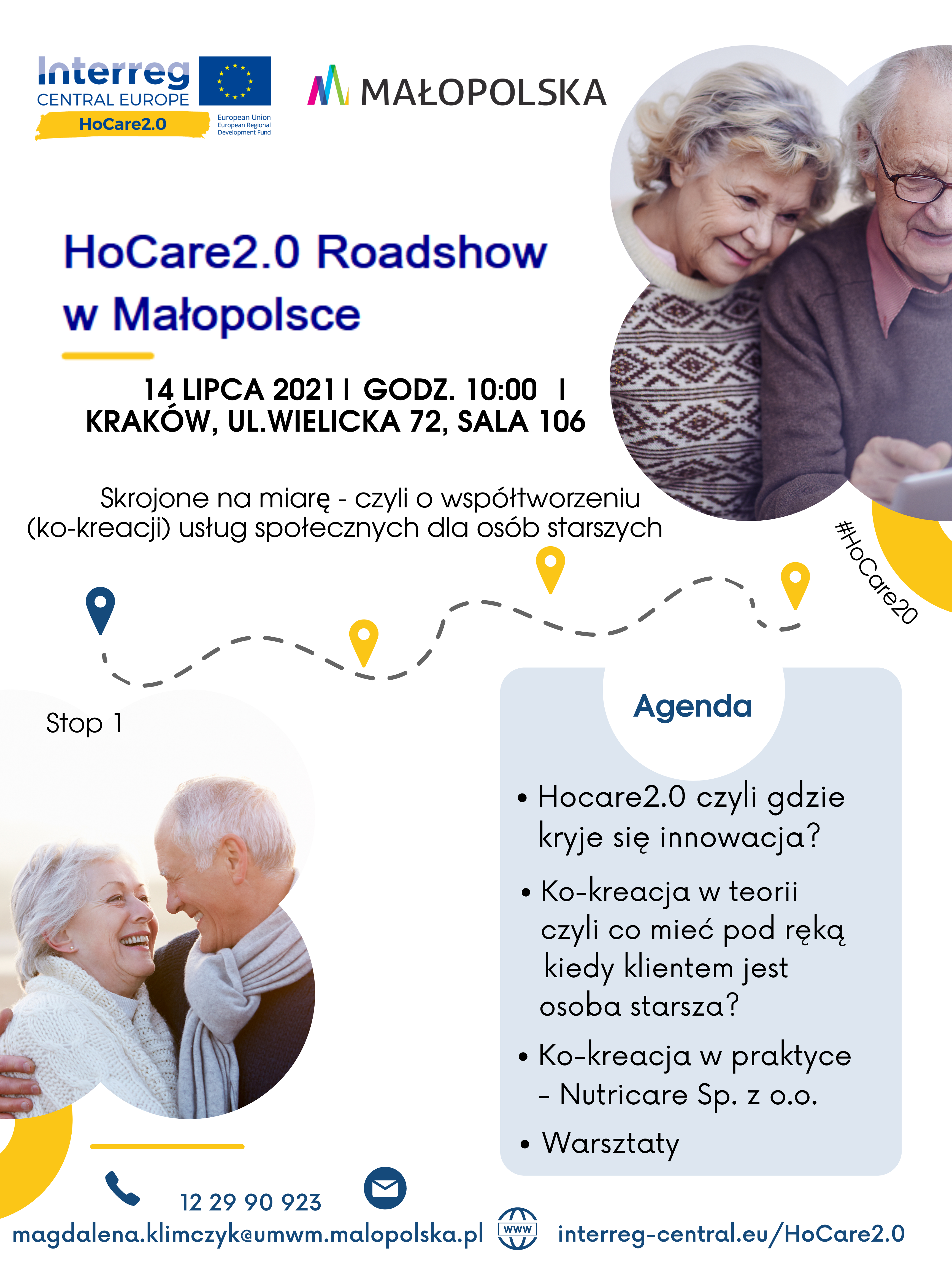 Plakat prokujący wydarzenie ROADSHOW GO HOCARE2.0