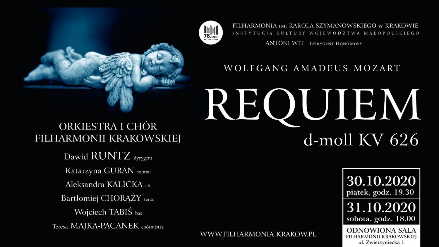 Requiem Mozarta w Filharmonii Krakowskiej. Plakat